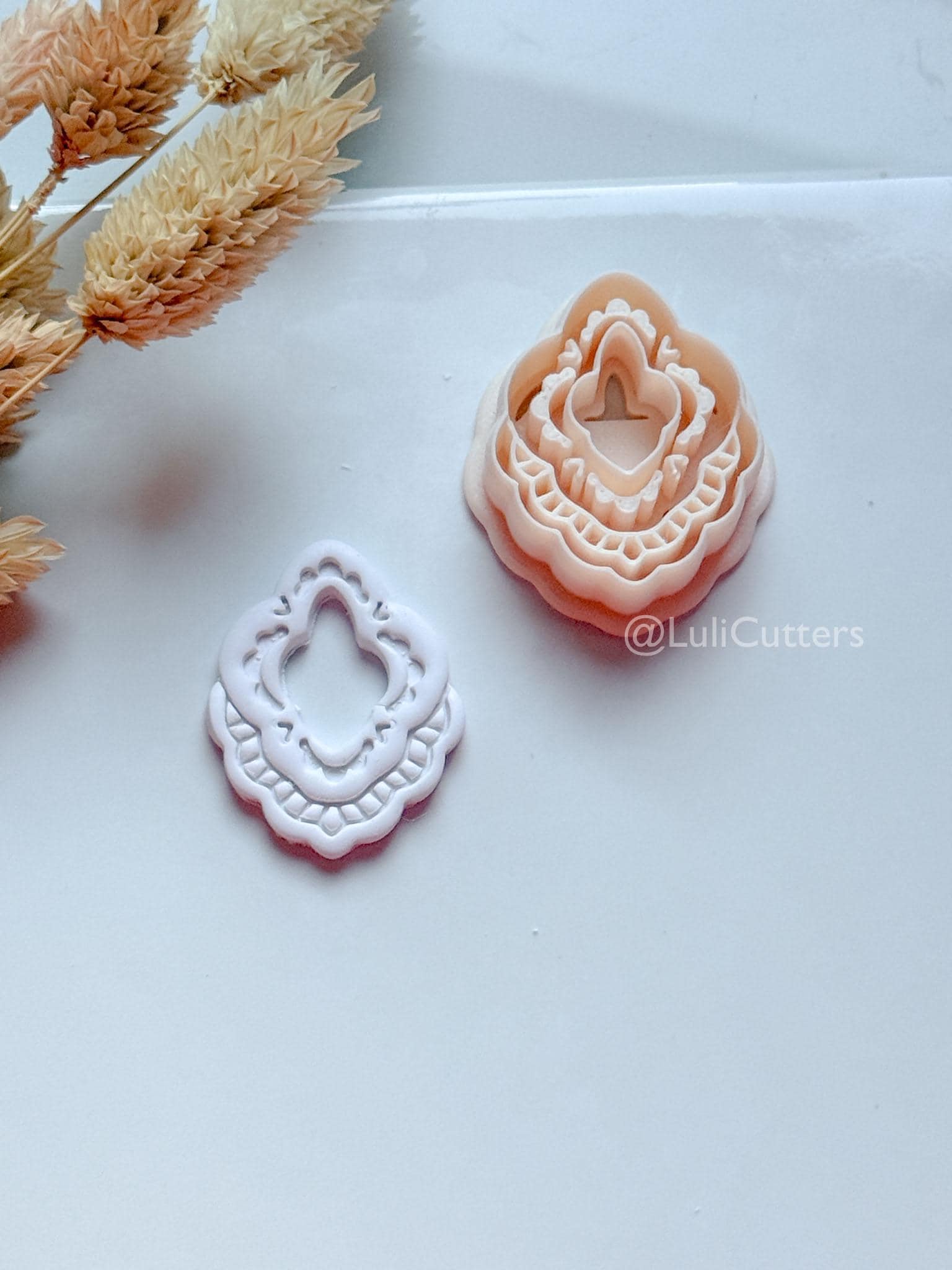 Lace Donna Clay Cutter: Layered Ornamental Teardrop Design