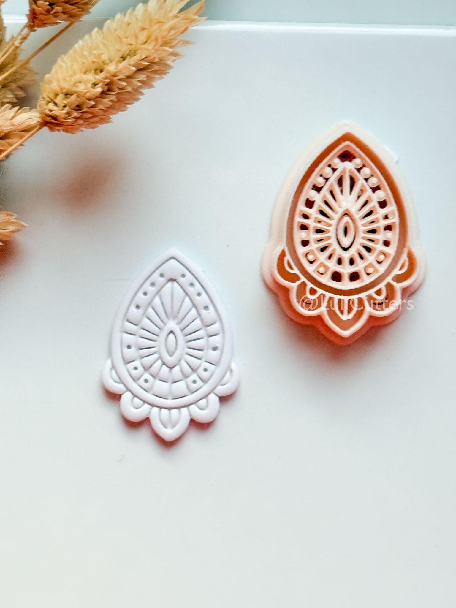 Lume Drop Clay Cutter: Layered Mandala Polymer Clay Earring Shape
