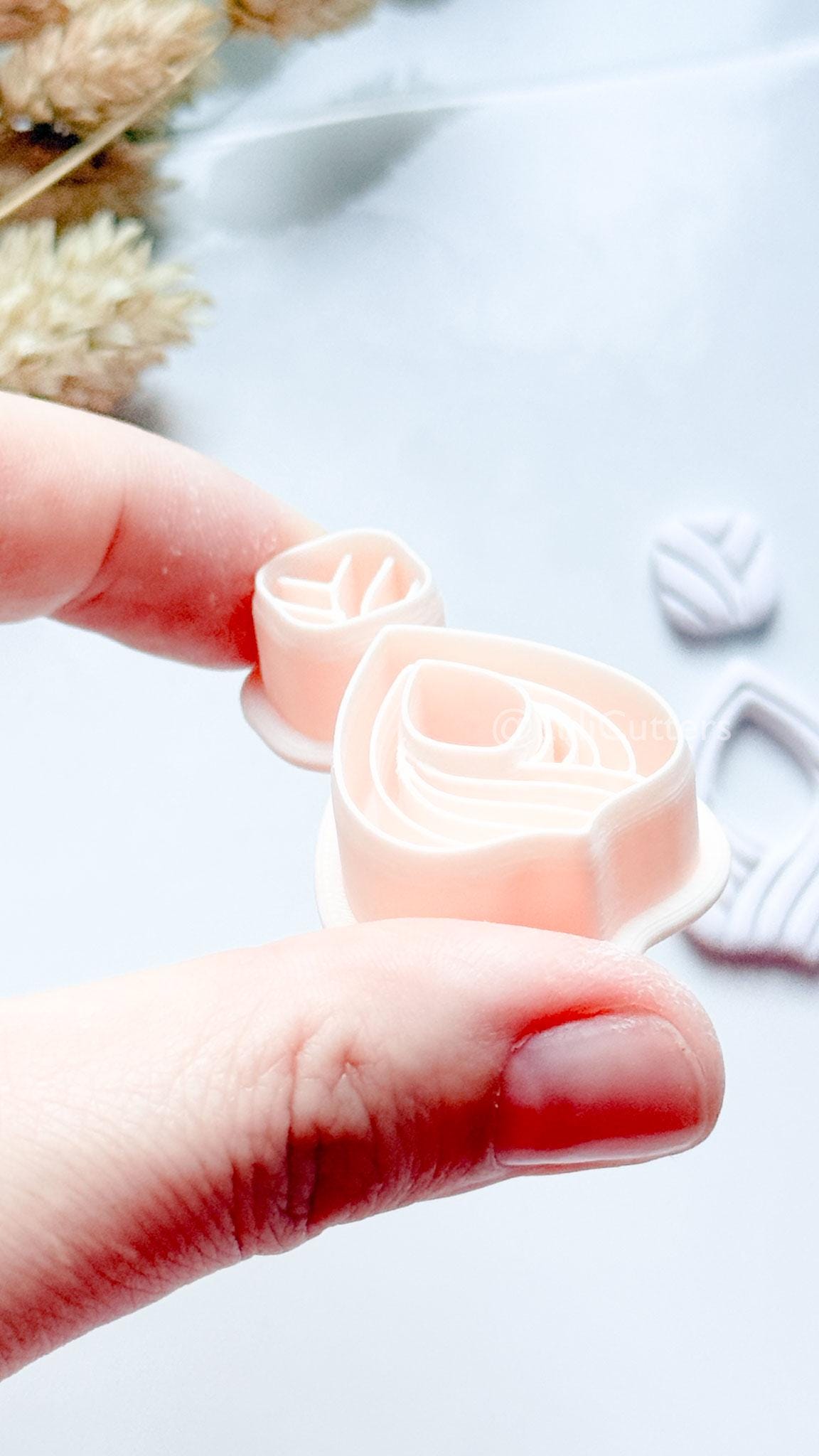 Clarine Polymer Clay Cutter: Layered Drop Shape with Curved Line Texture