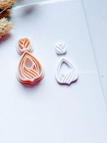 Clarine Polymer Clay Cutter: Layered Drop Shape with Curved Line Texture