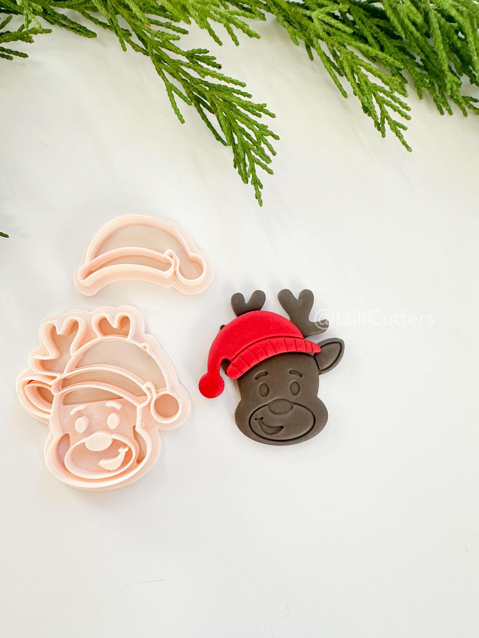Merry Moose Clay Cutter: Reindeer Christmas Polymer Clay Tool