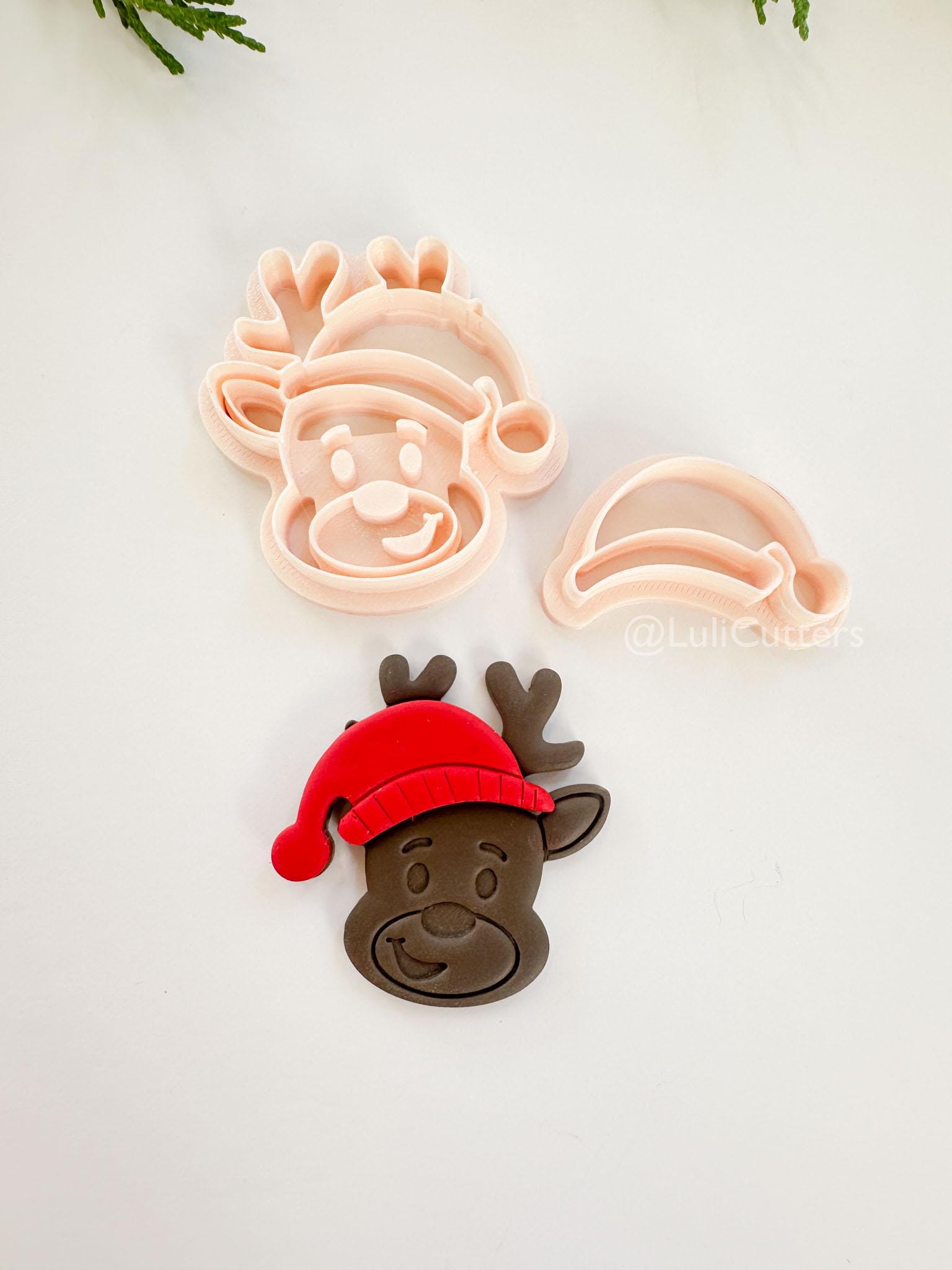 Merry Moose Clay Cutter: Reindeer Christmas Polymer Clay Tool