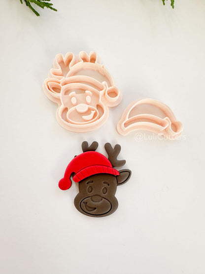 Merry Moose Clay Cutter: Reindeer Christmas Polymer Clay Tool