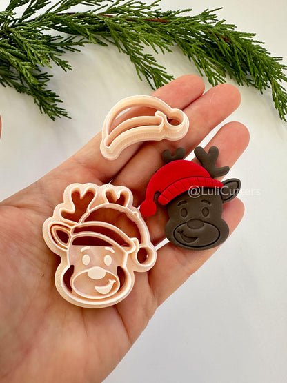 Merry Moose Clay Cutter: Reindeer Christmas Polymer Clay Tool