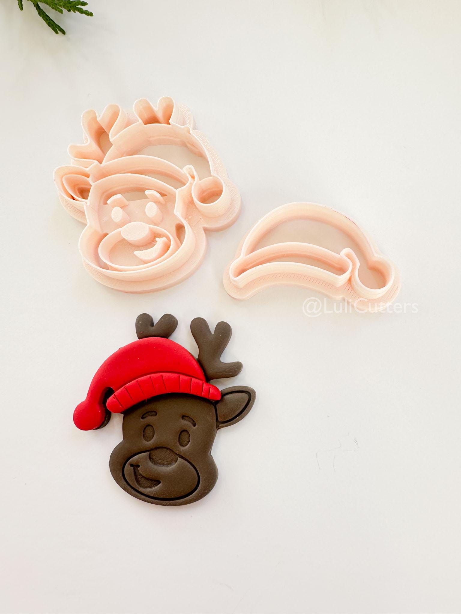 Merry Moose Clay Cutter: Reindeer Christmas Polymer Clay Tool