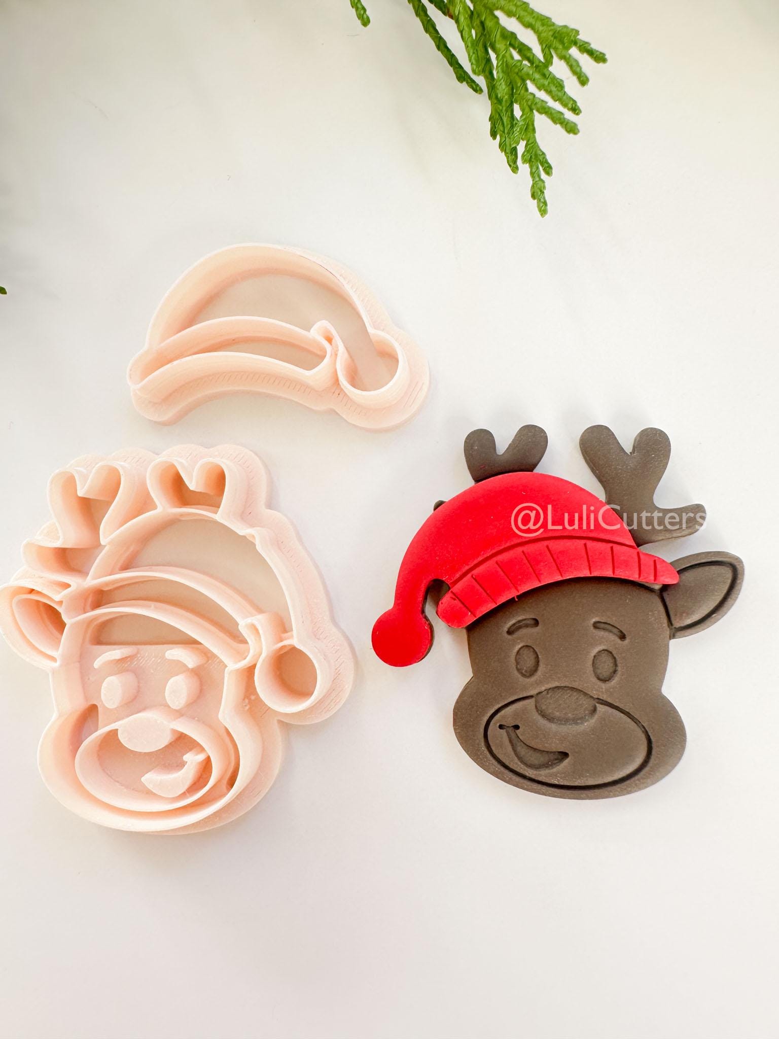 Merry Moose Clay Cutter: Reindeer Christmas Polymer Clay Tool