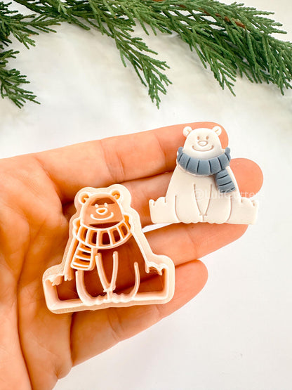 Snö Bear Polymer Clay Cutter: Winter Bear Design