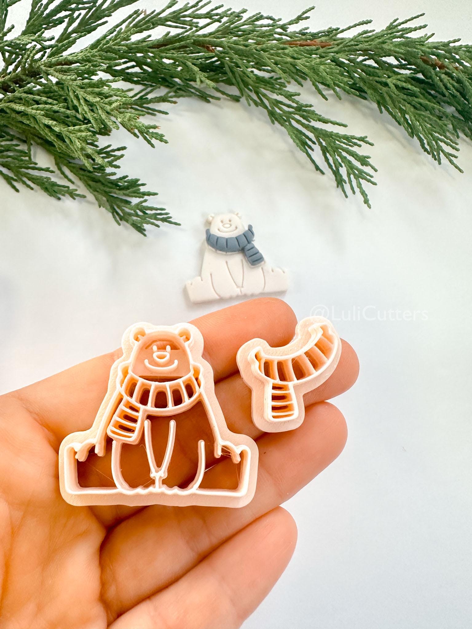 Snö Bear Polymer Clay Cutter: Winter Bear Design