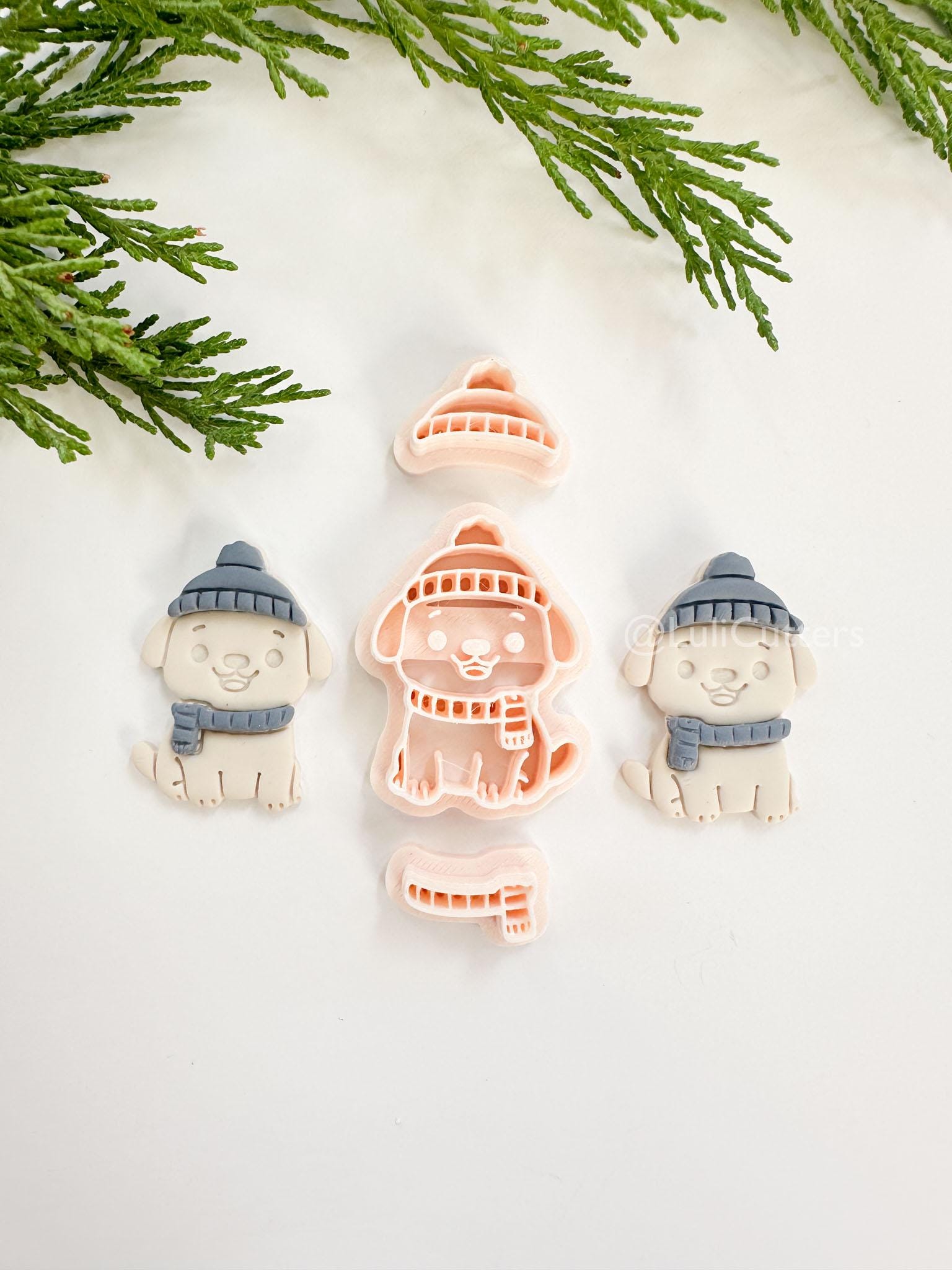 Talvi Pup Clay Cutter: Winter Dog Polymer Clay Tool