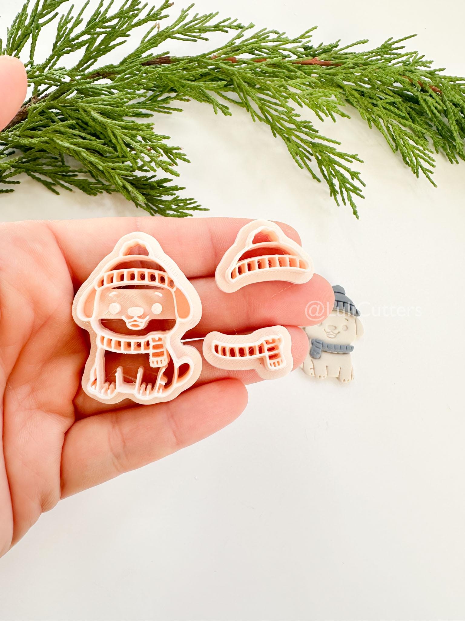 Talvi Pup Clay Cutter: Winter Dog Polymer Clay Tool