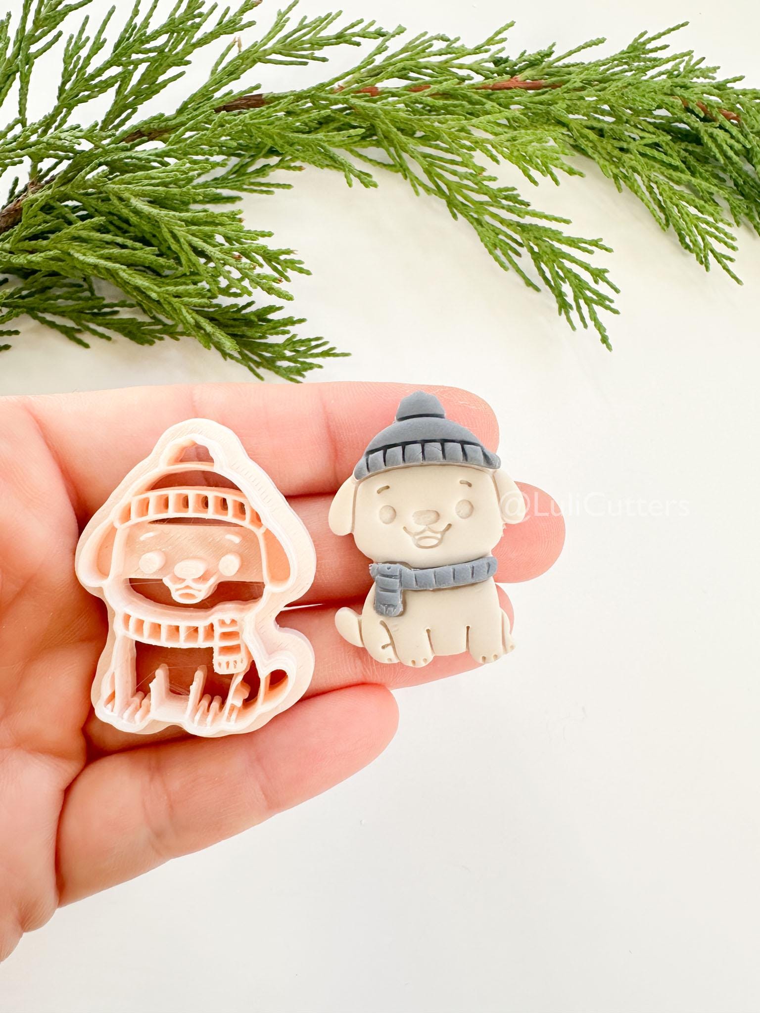 Talvi Pup Clay Cutter: Winter Dog Polymer Clay Tool