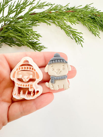 Talvi Pup Clay Cutter: Winter Dog Polymer Clay Tool