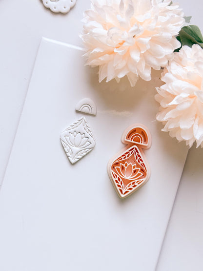Lotus Rua Cutter: Lotus Drop Design for Polymer Clay Earrings