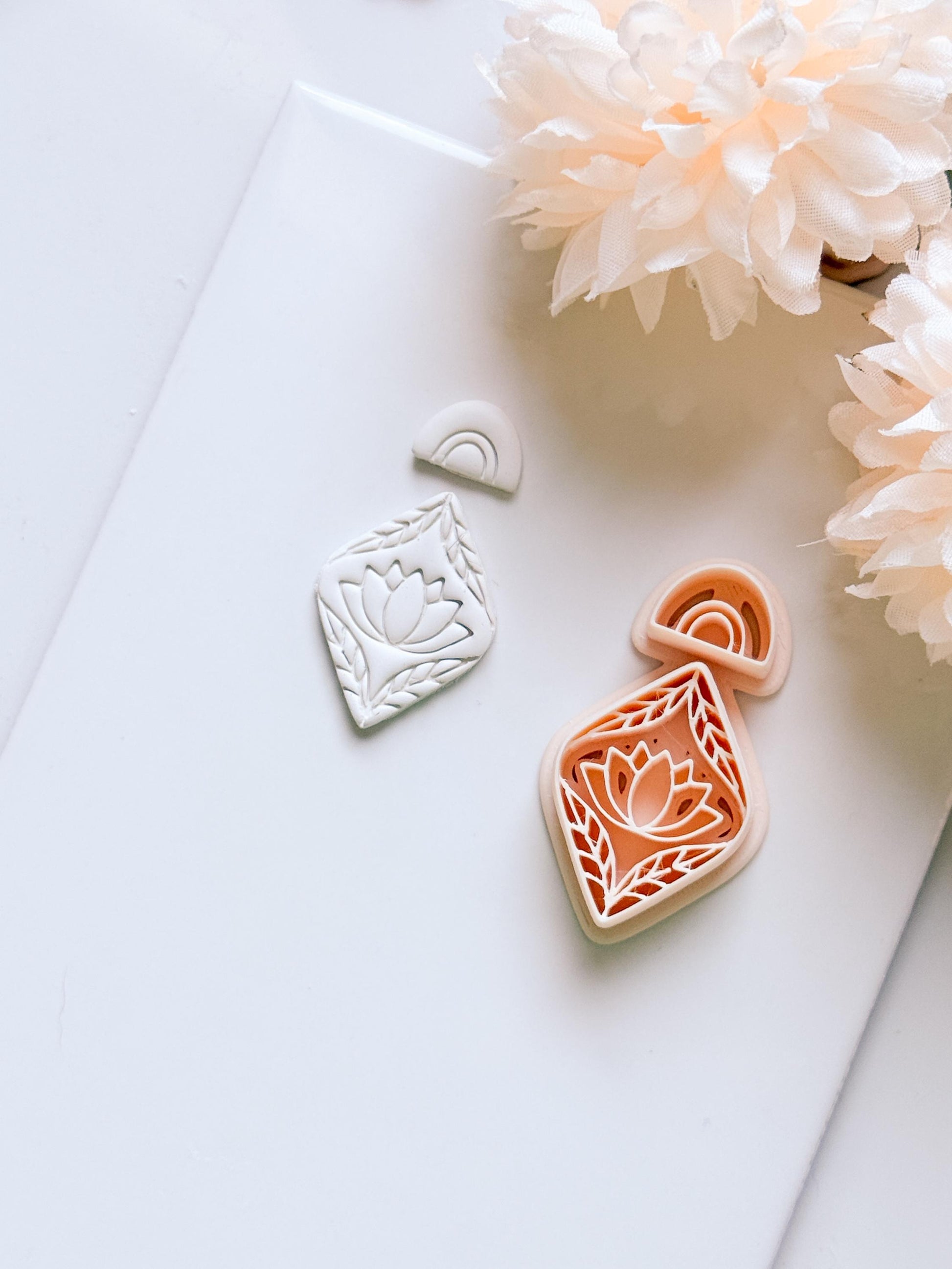 Lotus Rua Cutter: Lotus Drop Design for Polymer Clay Earrings