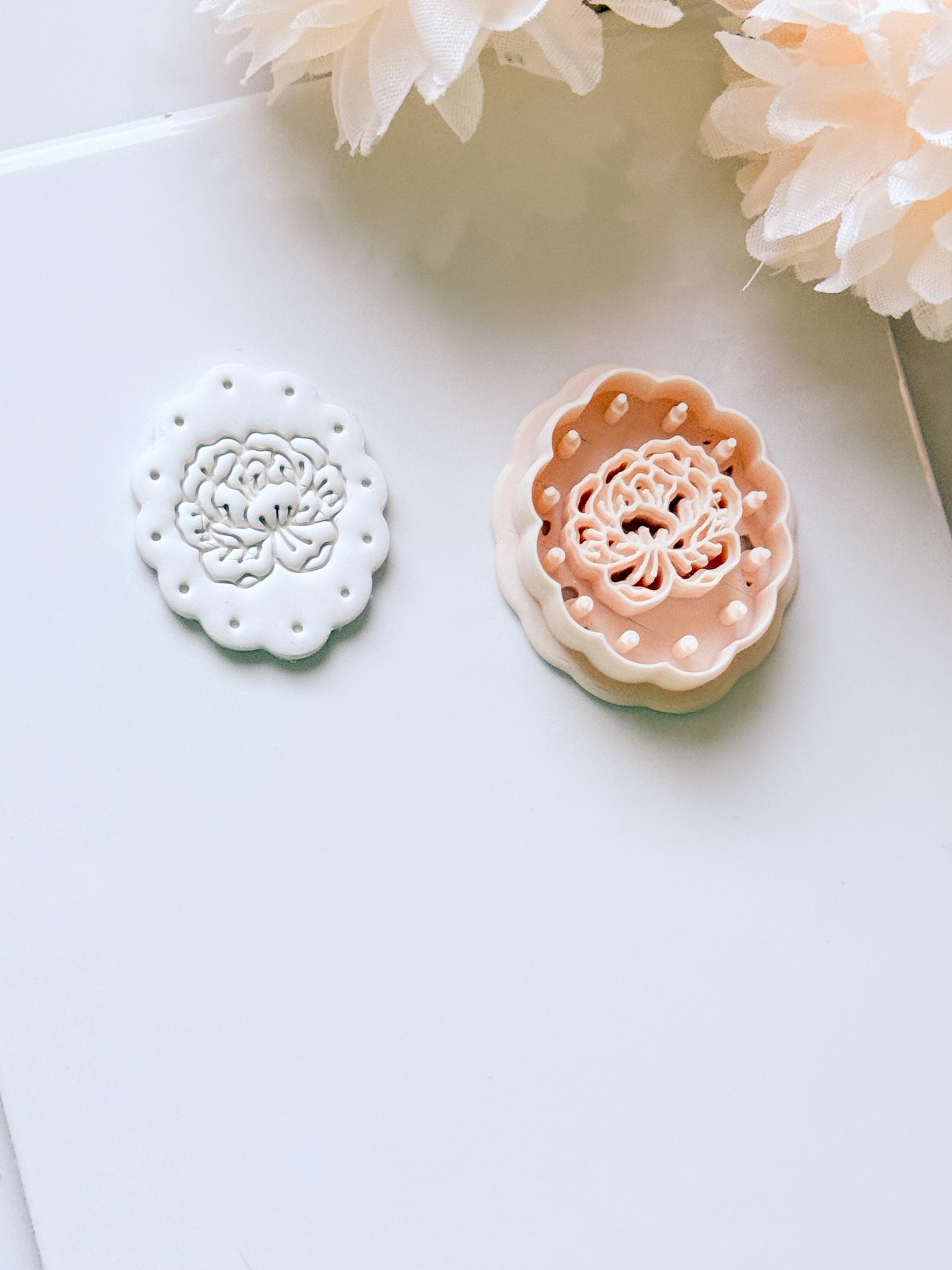 Peony Lace Cutter: Scalloped Floral Shape for Polymer Clay