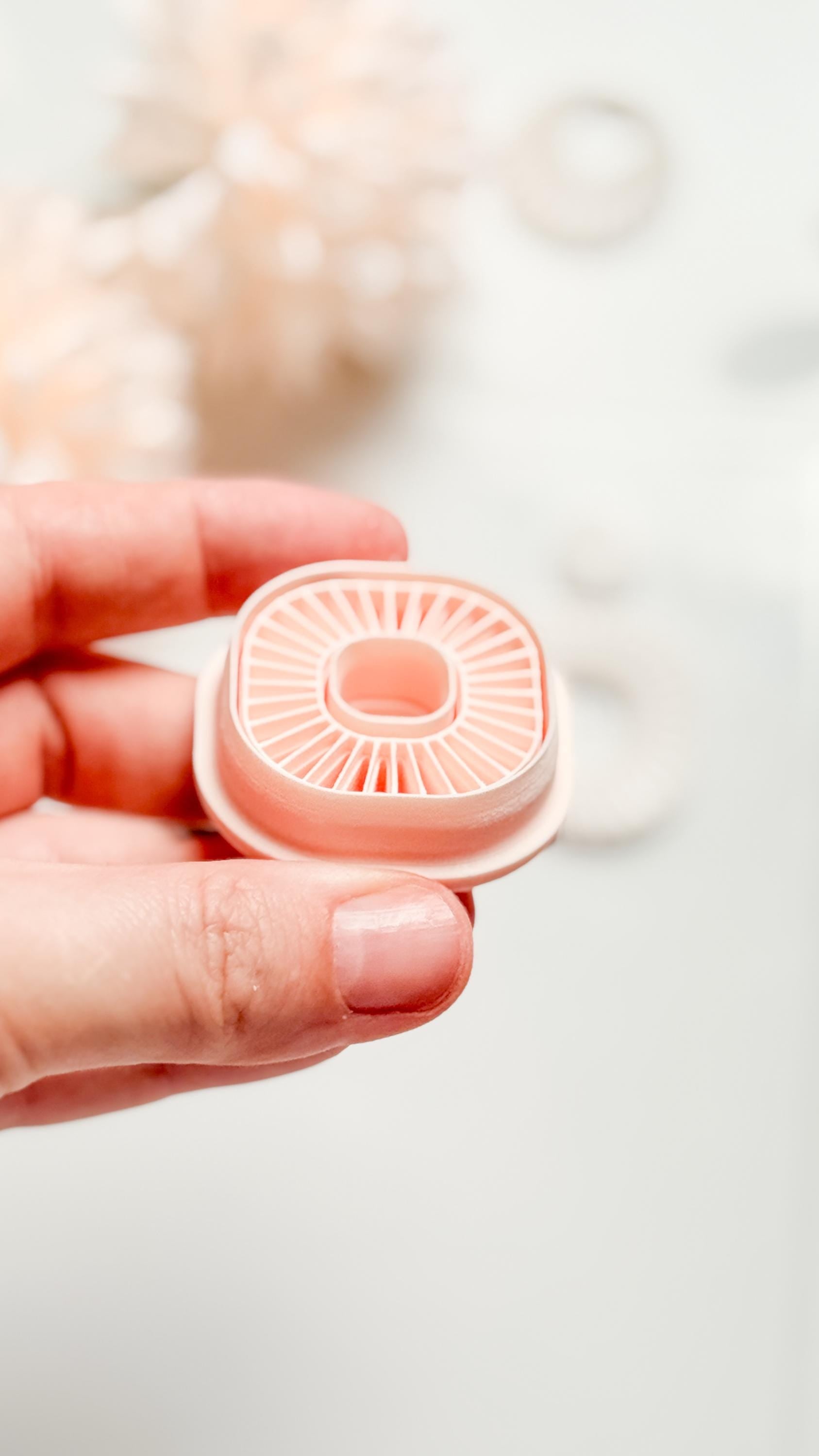 Sunray Square Clay Cutter: Radiating Line Detail for Earrings