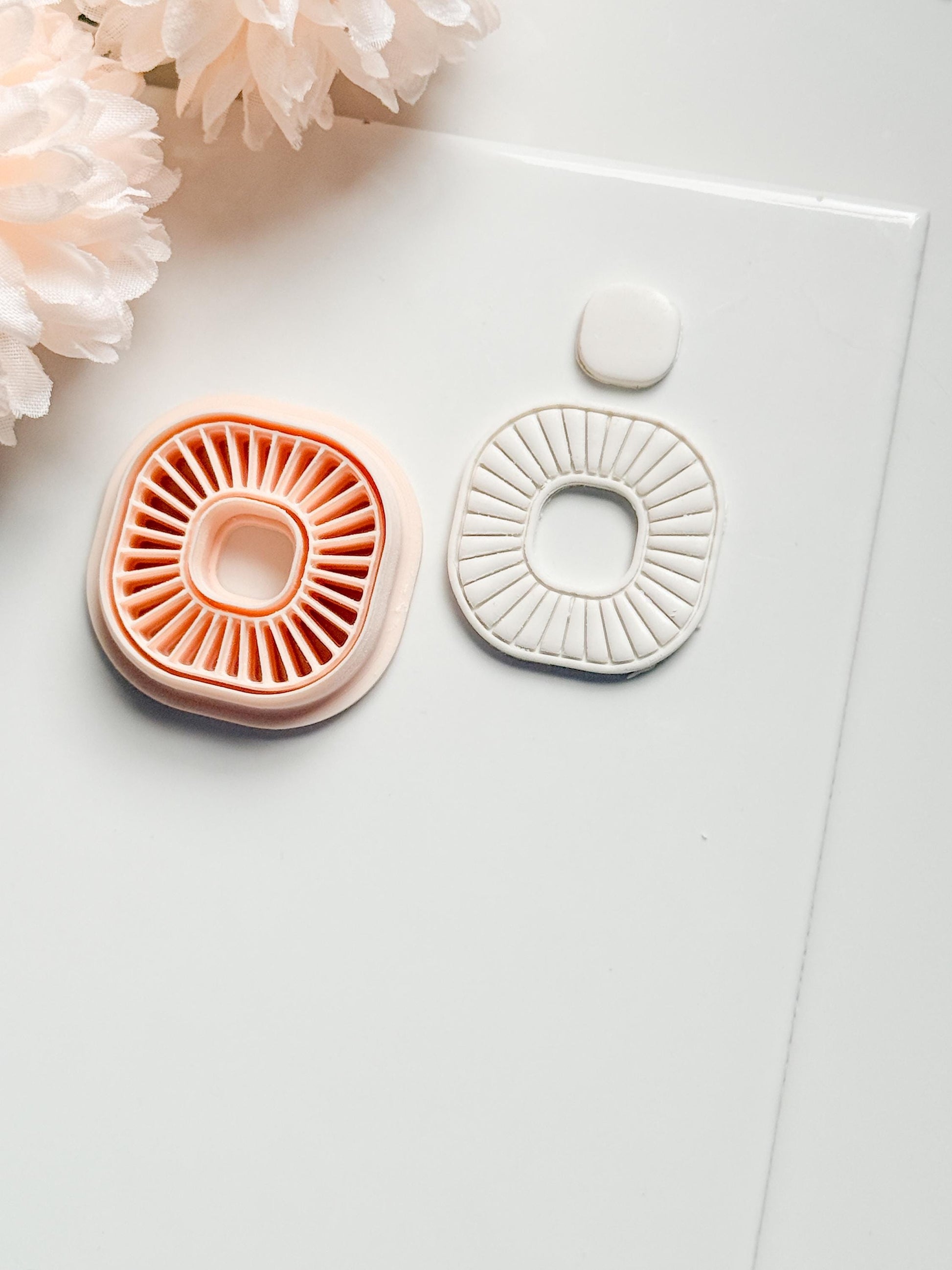 Sunray Square Clay Cutter: Radiating Line Detail for Earrings