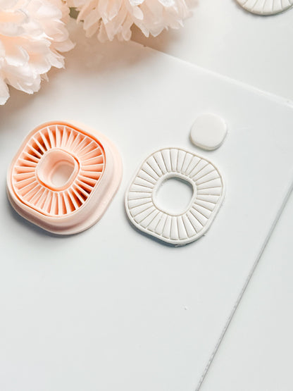 Sunray Square Clay Cutter: Radiating Line Detail for Earrings