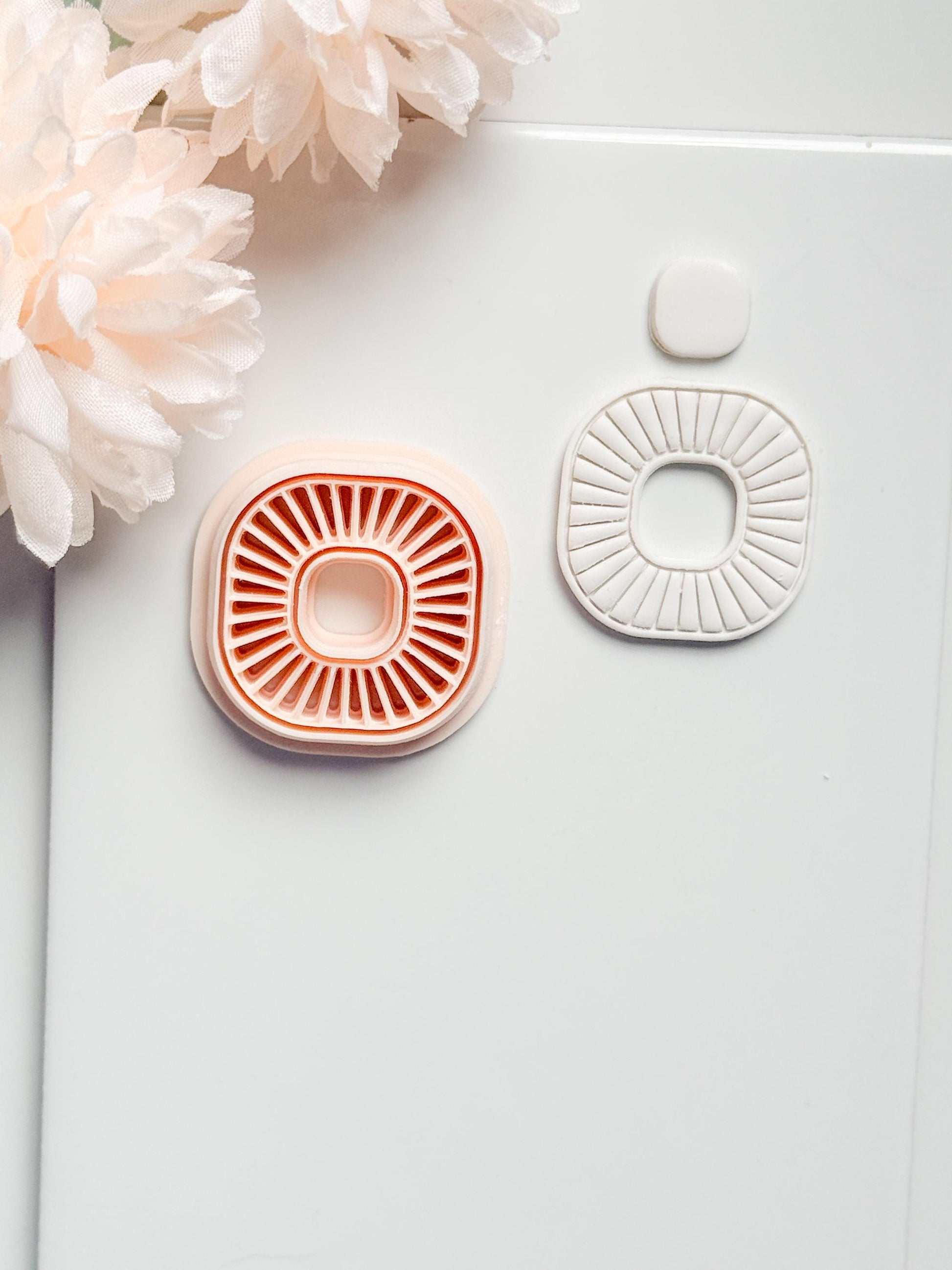 Sunray Square Clay Cutter: Radiating Line Detail for Earrings