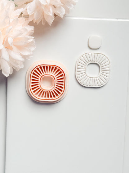 Sunray Square Clay Cutter: Radiating Line Detail for Earrings