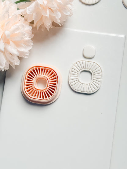 Sunray Square Clay Cutter: Radiating Line Detail for Earrings