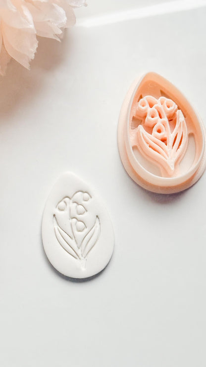 Honey Lilly Teardrop Clay Cutter: Lily of the Valley Botanical Detail