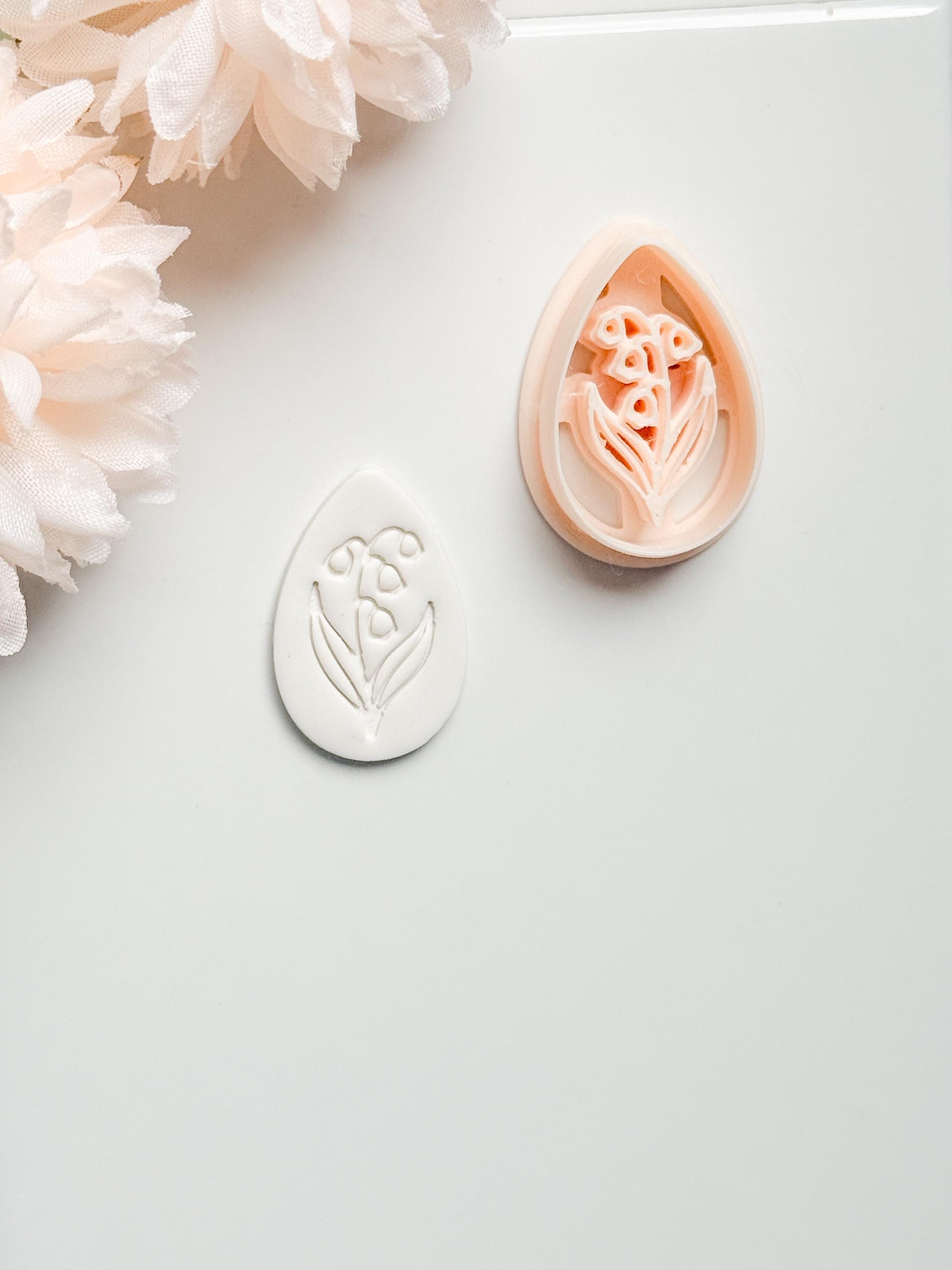 Honey Lilly Teardrop Clay Cutter: Lily of the Valley Botanical Detail