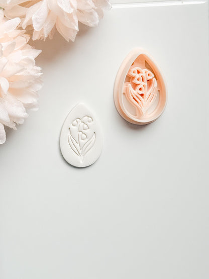 Honey Lilly Teardrop Clay Cutter: Lily of the Valley Botanical Detail