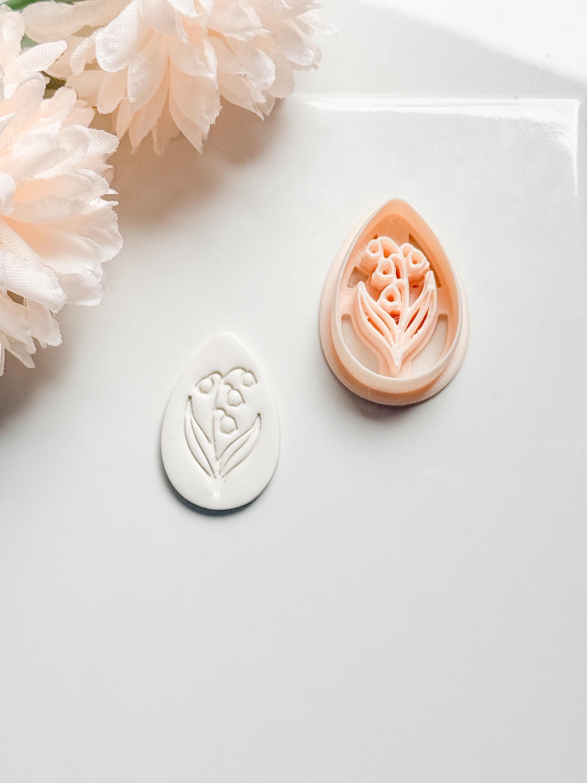 Honey Lilly Teardrop Clay Cutter: Lily of the Valley Botanical Detail