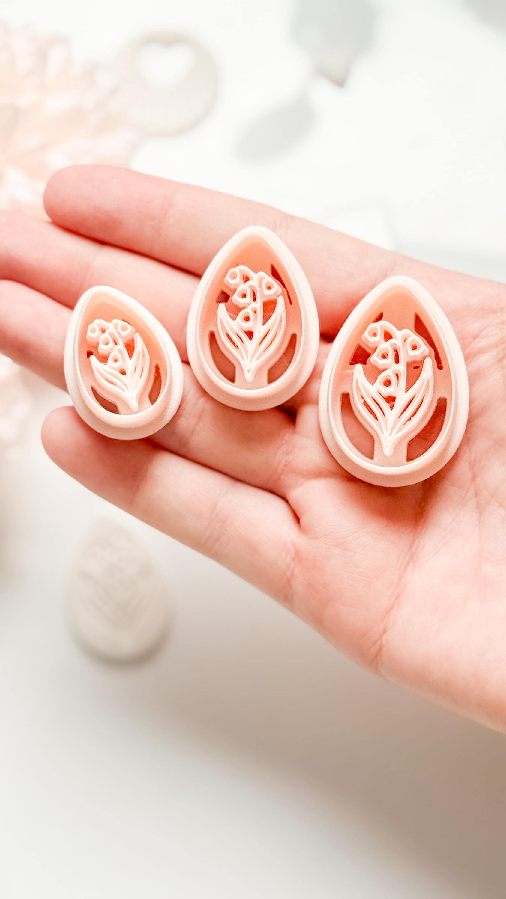 Honey Lilly Teardrop Clay Cutter: Lily of the Valley Botanical Detail