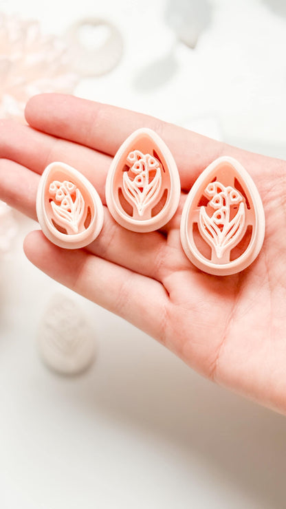 Honey Lilly Teardrop Clay Cutter: Lily of the Valley Botanical Detail