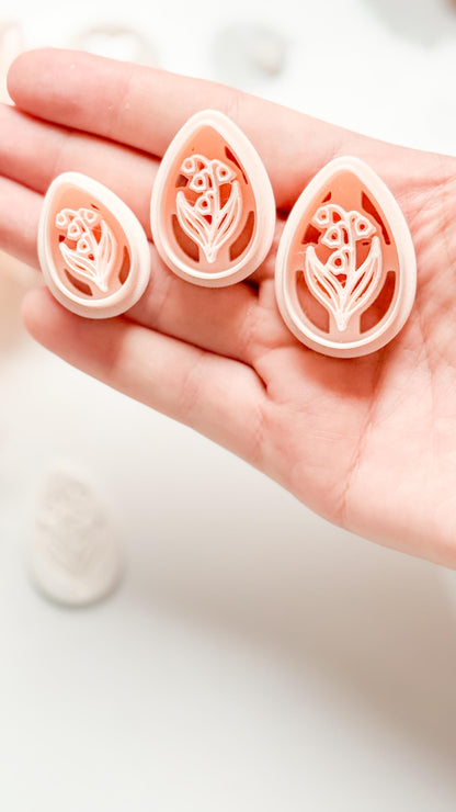 Honey Lilly Teardrop Clay Cutter: Lily of the Valley Botanical Detail