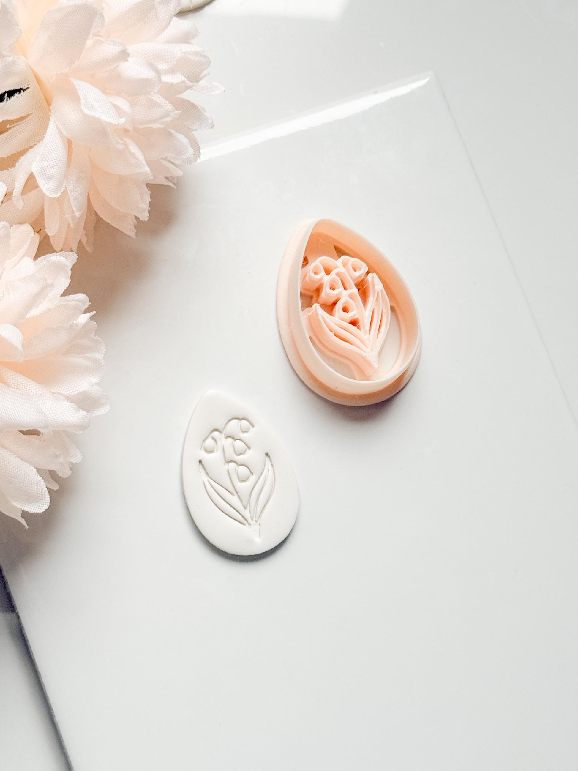 Honey Lilly Teardrop Clay Cutter: Lily of the Valley Botanical Detail