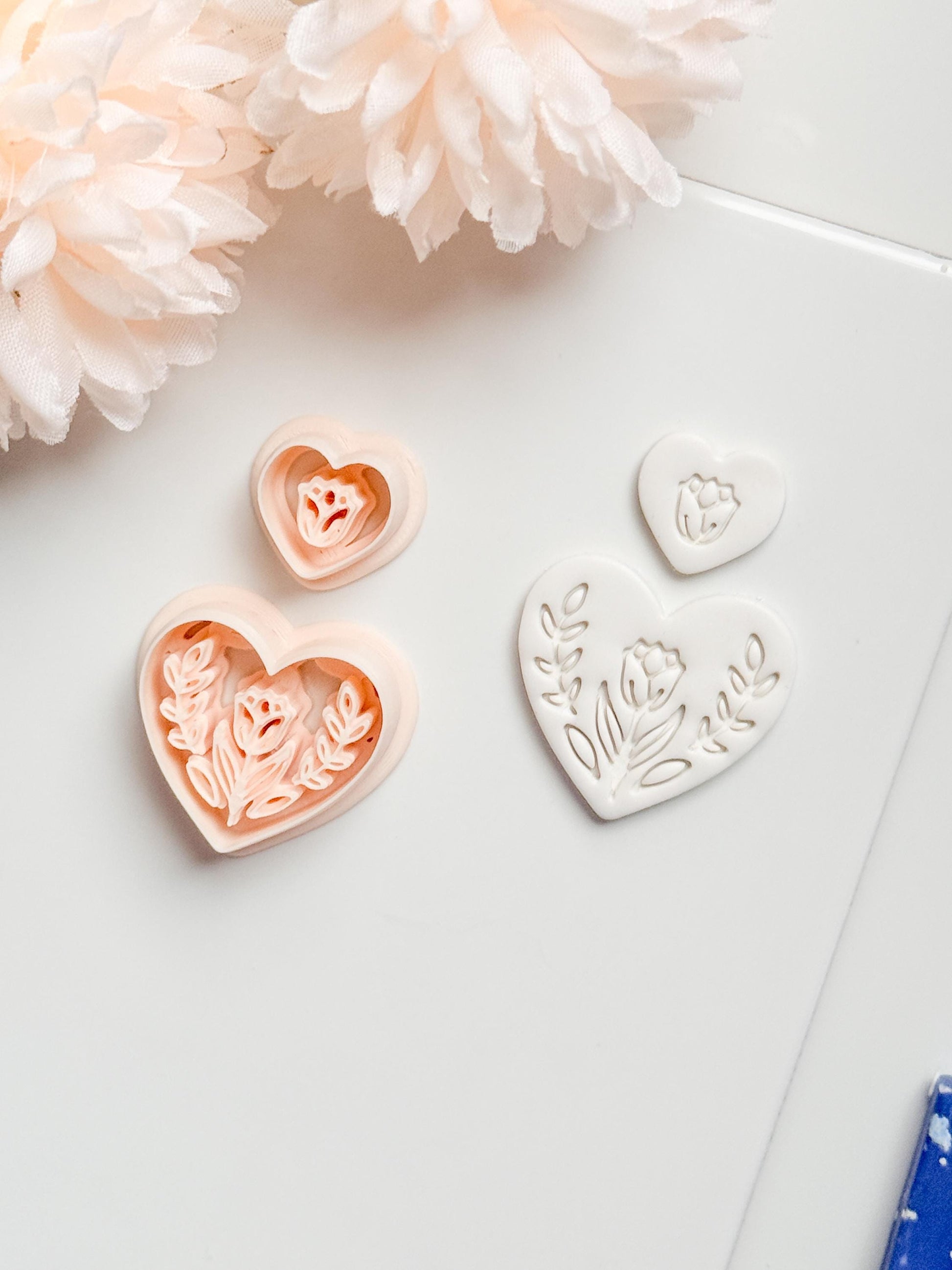 Lorose Heart Clay Cutter: Floral Heart with Botanical Details