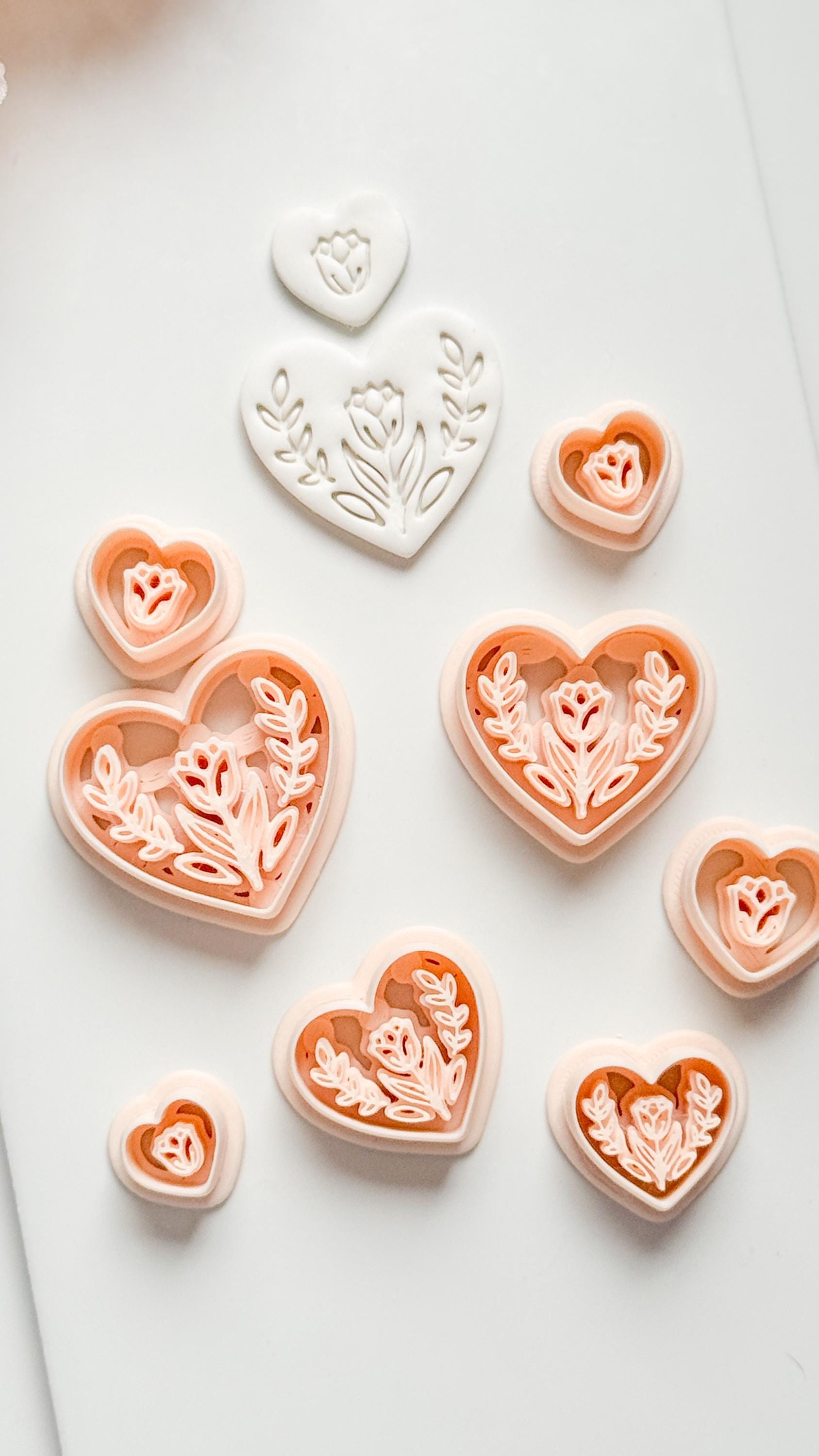 Lorose Heart Clay Cutter: Floral Heart with Botanical Details