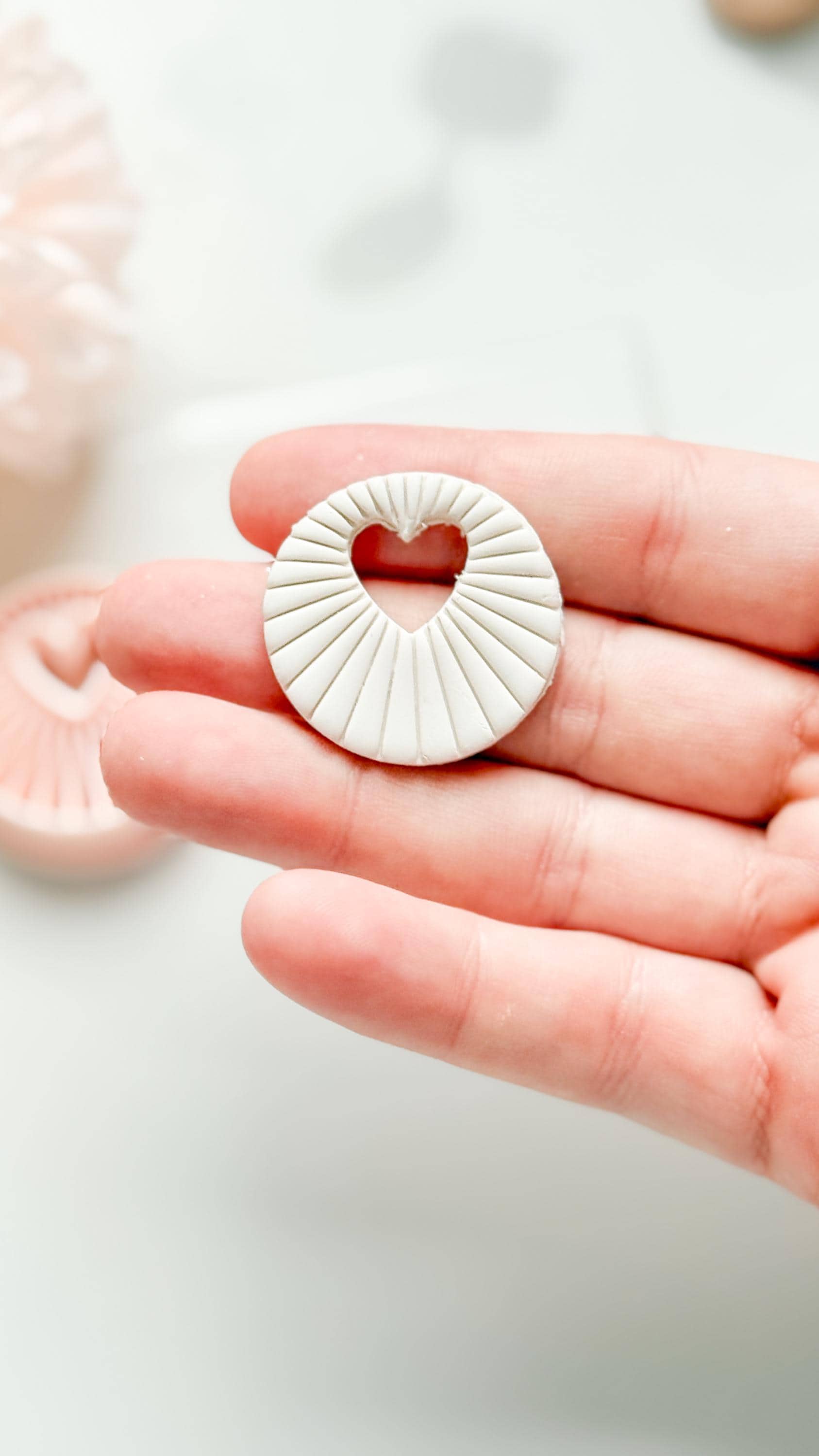 Sunray Heart Clay Cutter: Radiating Circle with Heart Center Cutout
