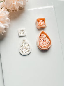 Flora June Teardrop Clay Cutter: Botanical Teardrop with Square Topper