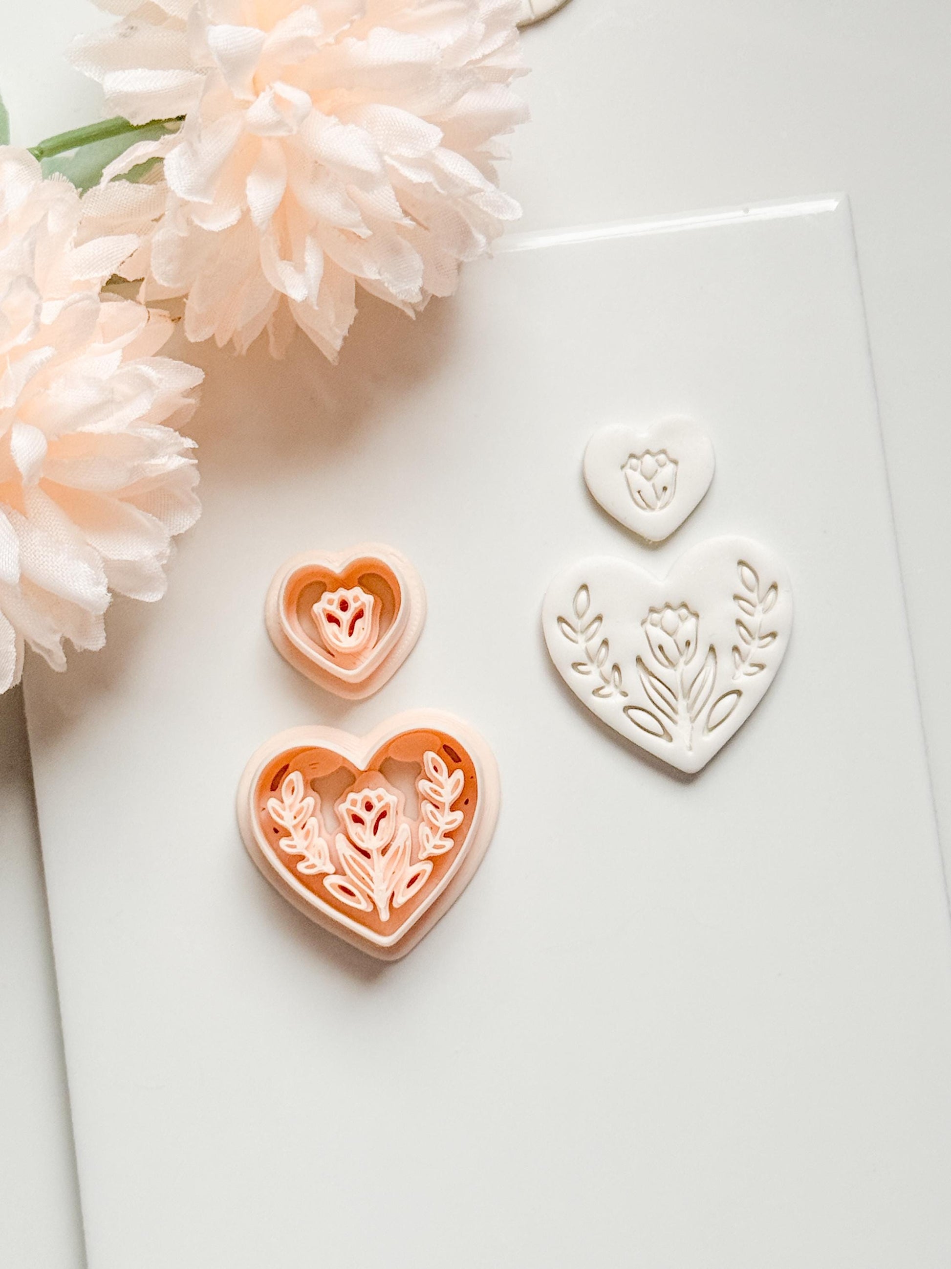 Lorose Heart Clay Cutter: Floral Heart with Botanical Details