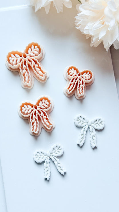 Laurel Loop Bow Clay Cutter: Botanical Ribbon Design