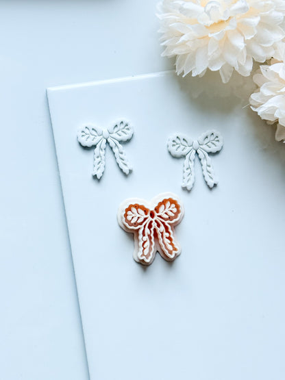 Laurel Loop Bow Clay Cutter: Botanical Ribbon Design