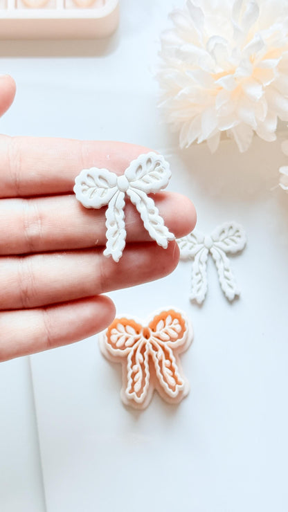 Laurel Loop Bow Clay Cutter: Botanical Ribbon Design
