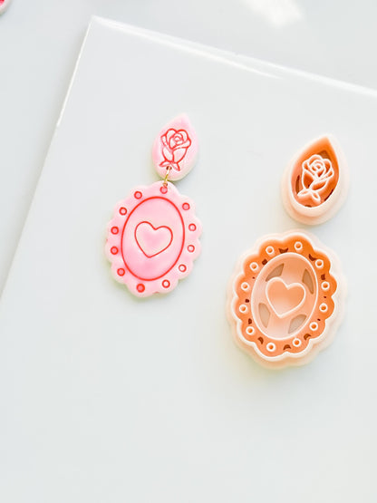 Sweetheart Cameo Clay Cutter: Scalloped Heart Frame Design