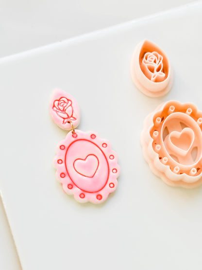 Sweetheart Cameo Clay Cutter: Scalloped Heart Frame Design
