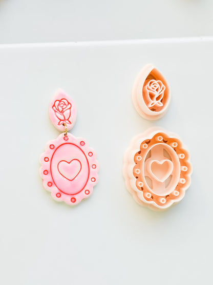 Sweetheart Cameo Clay Cutter: Scalloped Heart Frame Design