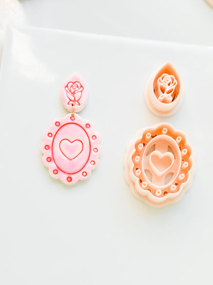 Sweetheart Cameo Clay Cutter: Scalloped Heart Frame Design