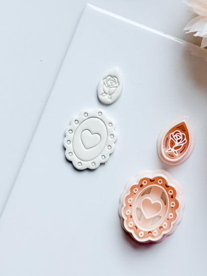 Sweetheart Cameo Clay Cutter: Scalloped Heart Frame Design