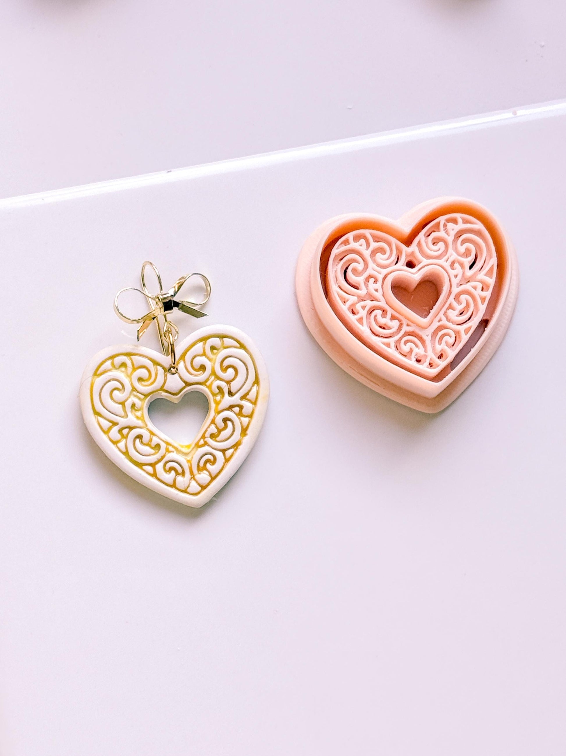 Bloomy Heart Cutter: Filigree Heart Design for Polymer Clay
