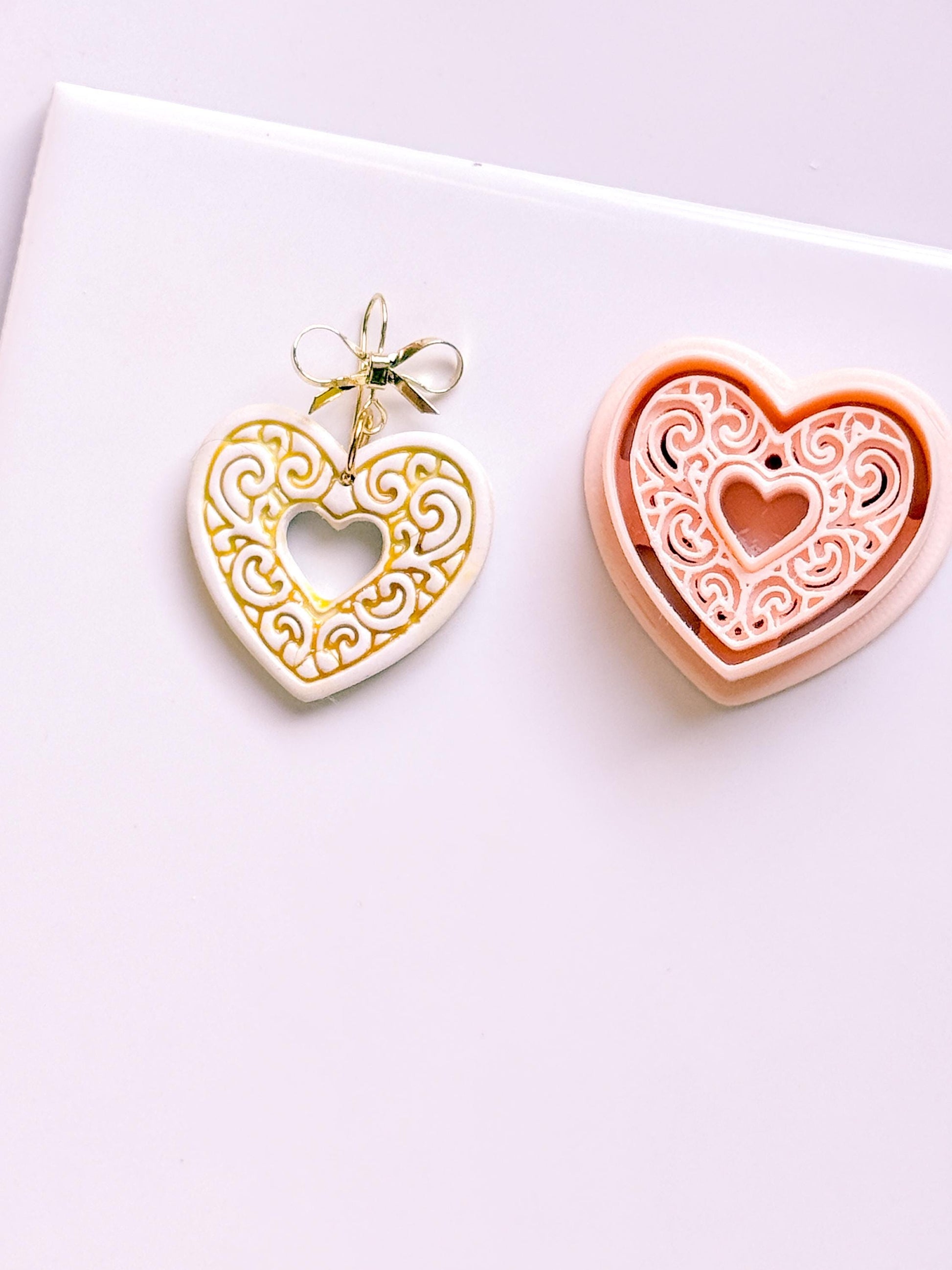 Bloomy Heart Cutter: Filigree Heart Design for Polymer Clay