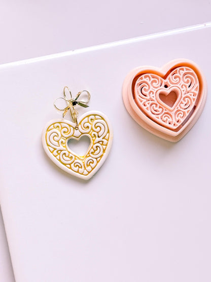 Bloomy Heart Cutter: Filigree Heart Design for Polymer Clay