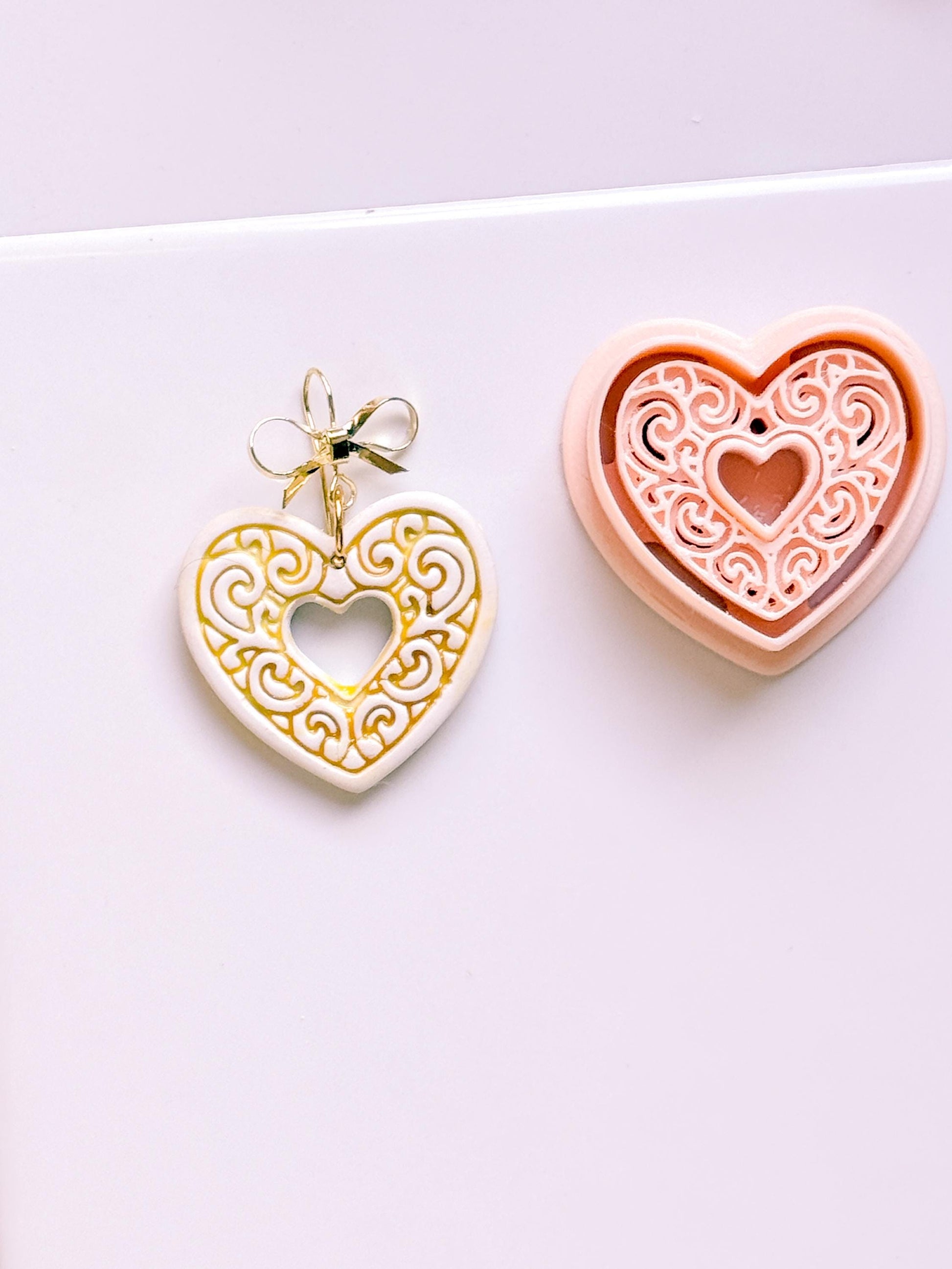 Bloomy Heart Cutter: Filigree Heart Design for Polymer Clay